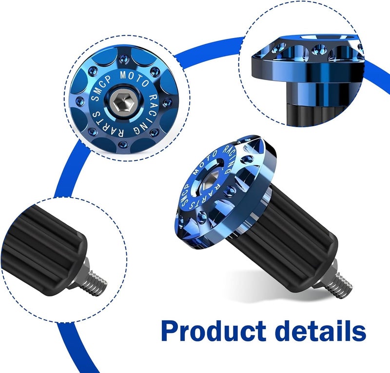 Merdege 2 PCS Motorcycle Bar End Plug, Aluminum Alloy Handlebar Grip End Caps for Electric Car Scooters, Off-Road Motorcycles (Blue) - Image 4